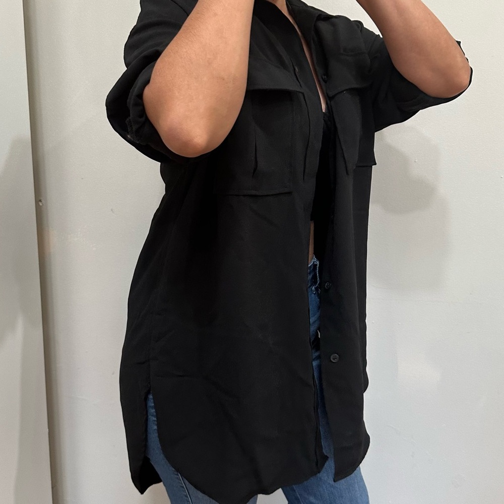 H&M Oversized Button Down Long Sleeve T-Shirt.